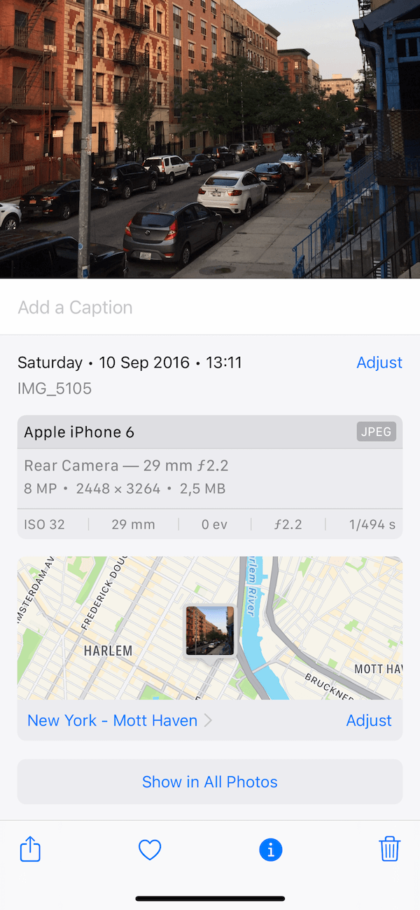 View EXIF on iOS